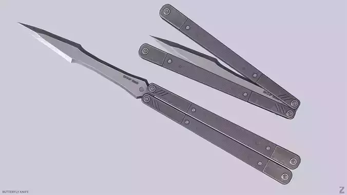 Butterfly knife Low-poly 3D model