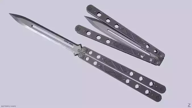 Butterfly knife Low-poly 3D model