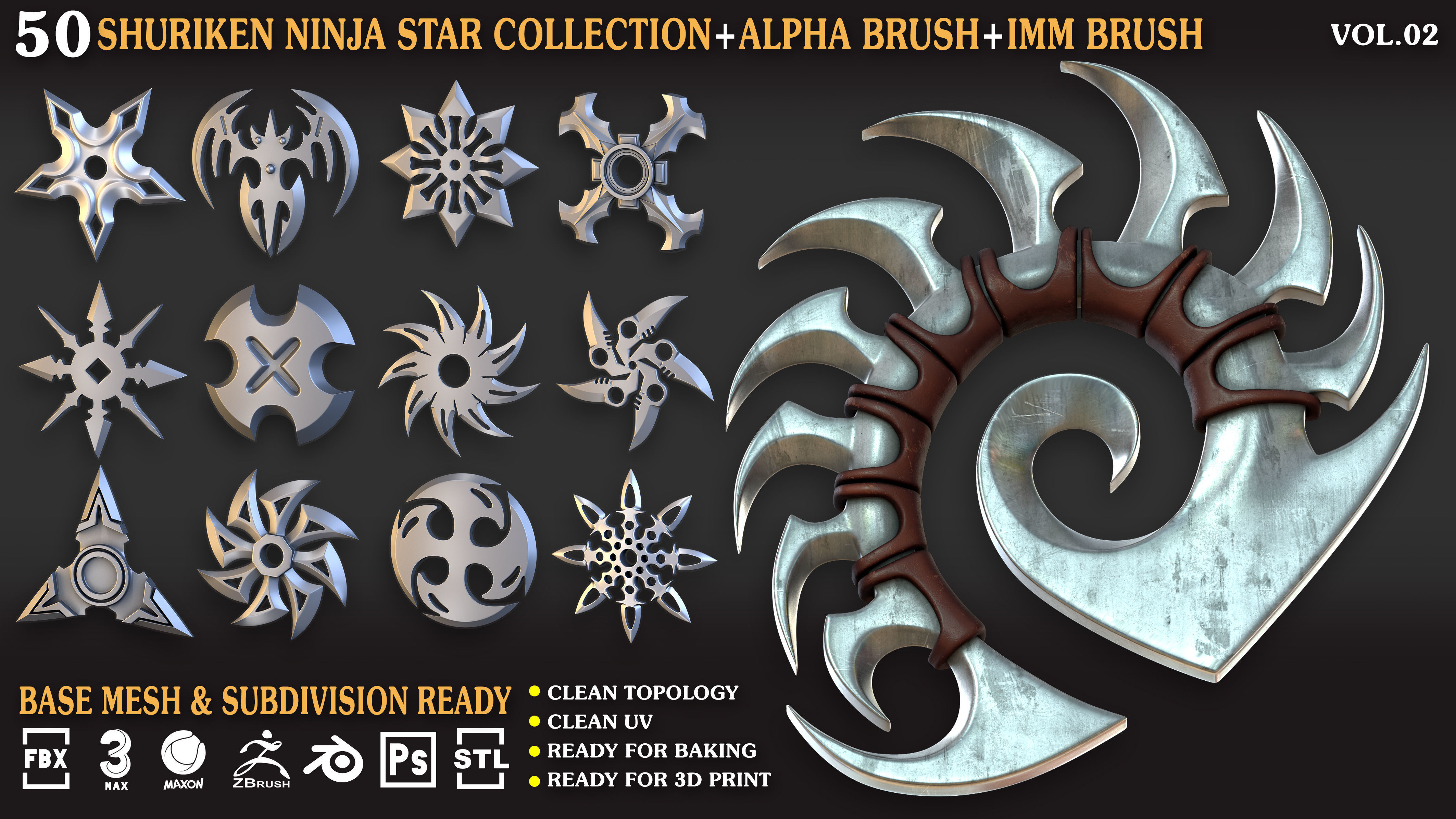 Shuriken Ninja Star Collection Vol 02 3D print model_1