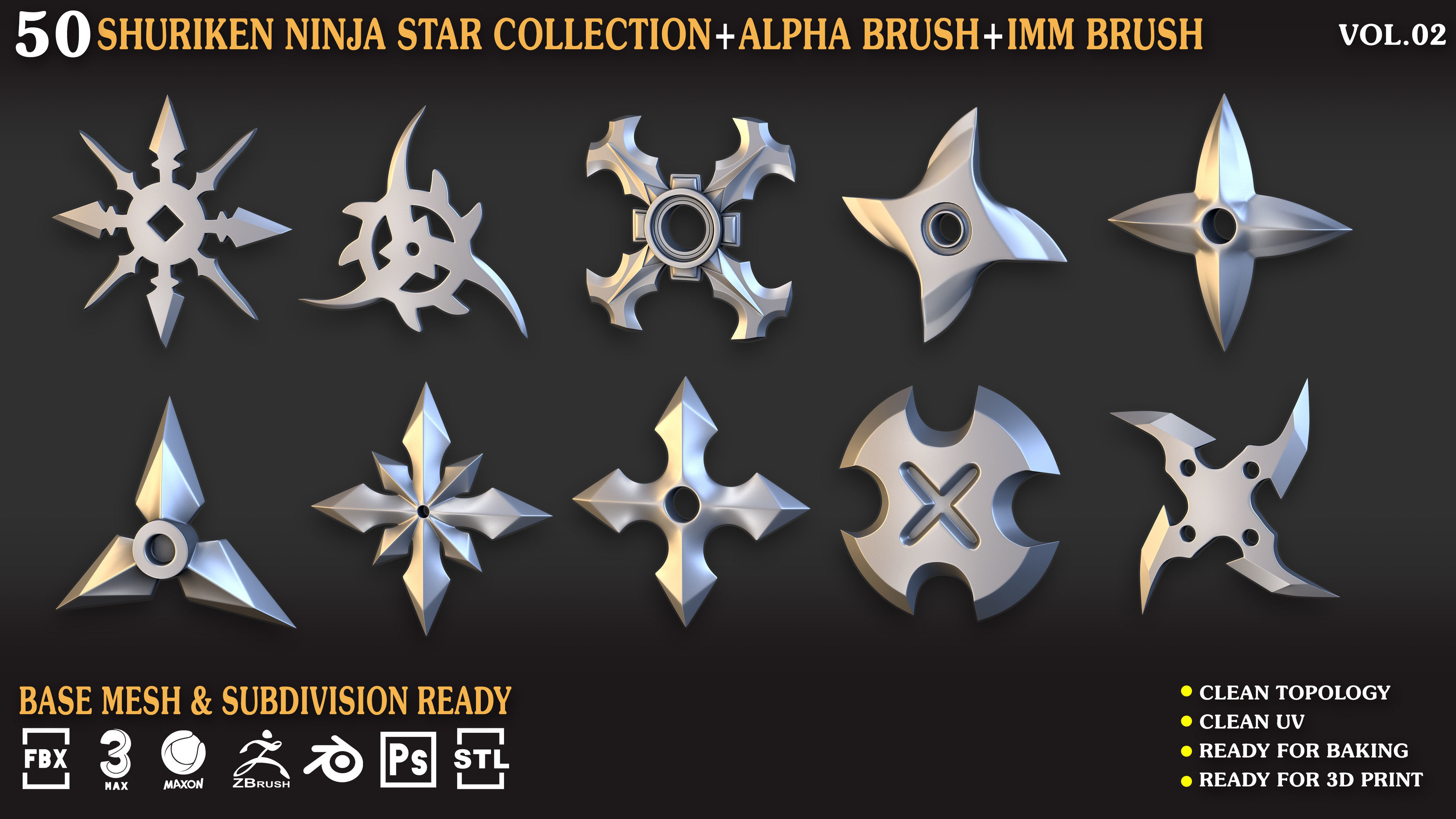 Shuriken Ninja Star Collection Vol 02 3D print model_6