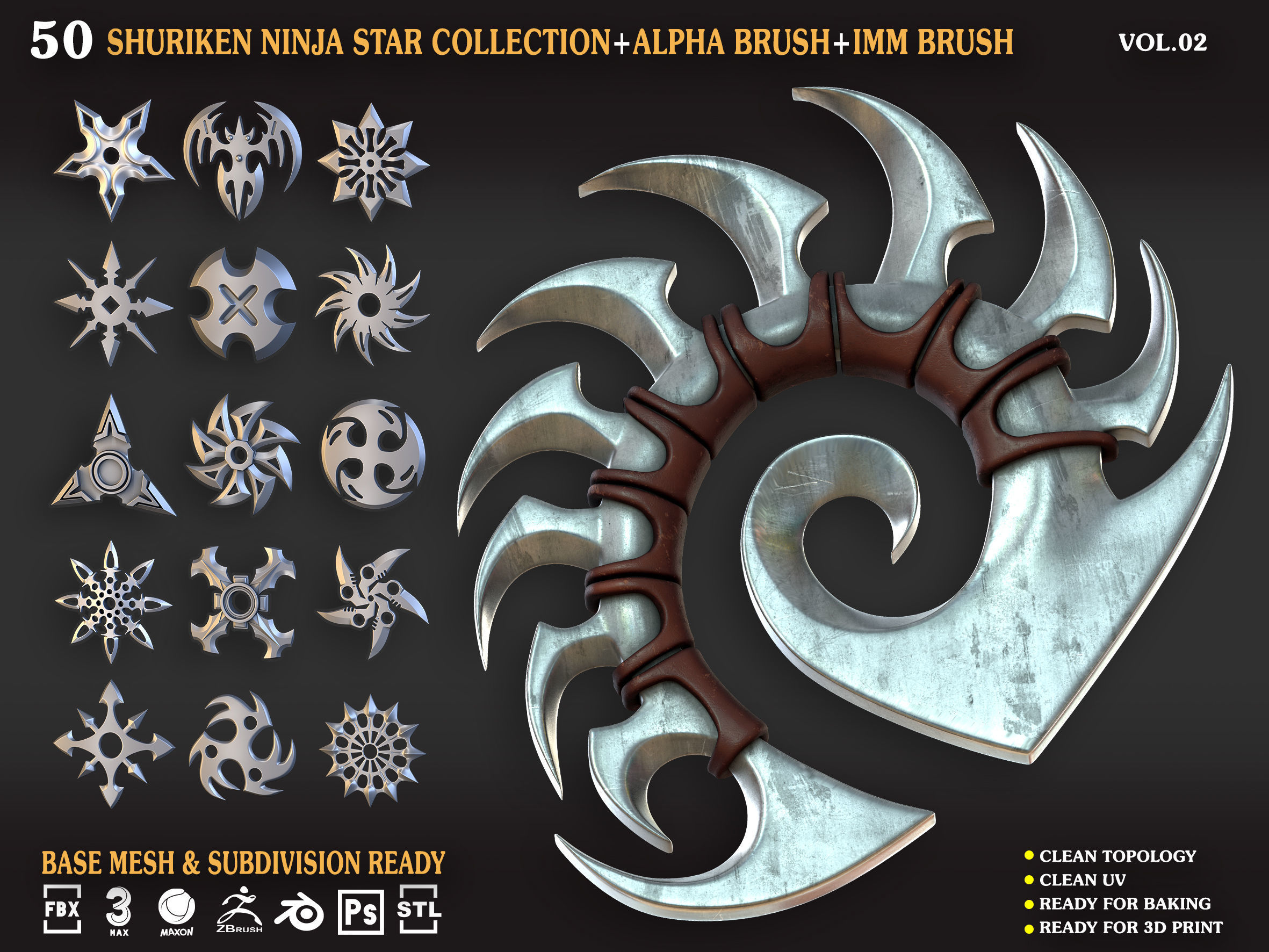 Shuriken Ninja Star Collection Vol 02 3D print model_3