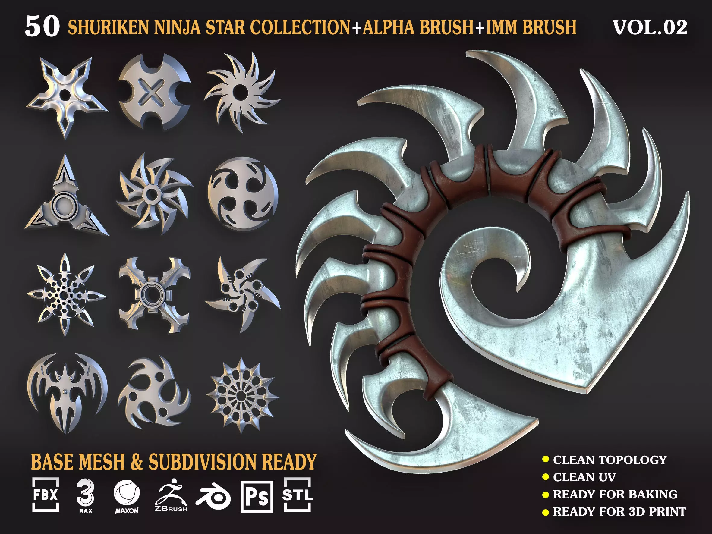 Shuriken Ninja Star Collection Vol 02 3D print model_0