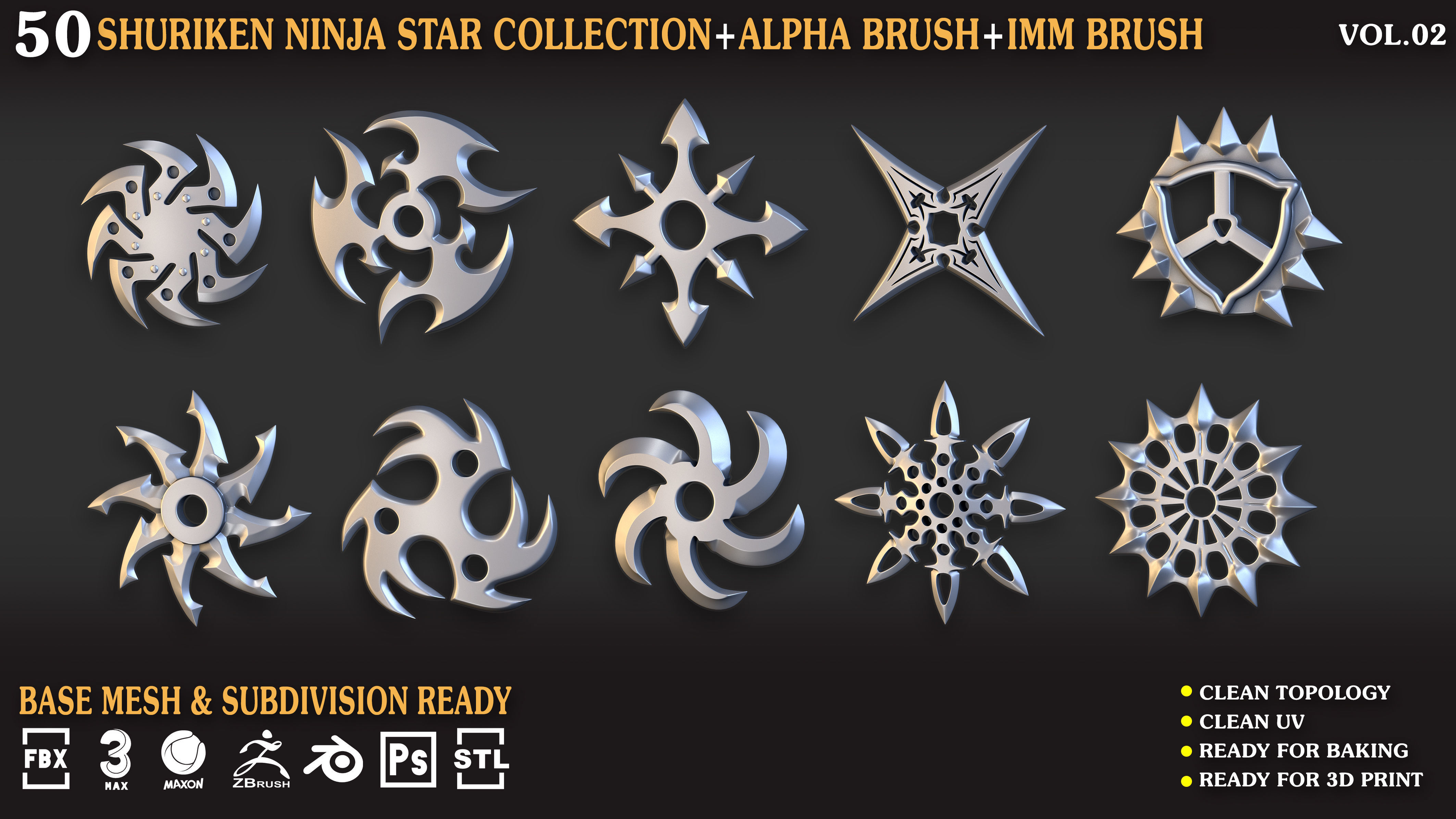 Shuriken Ninja Star Collection Vol 02 3D print model_4