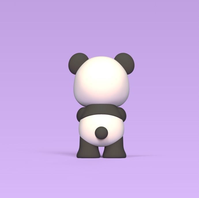 Cute Panda Heart 3D print model_2