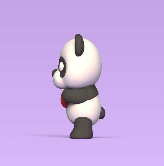 Cute Panda Heart 3D print model_1