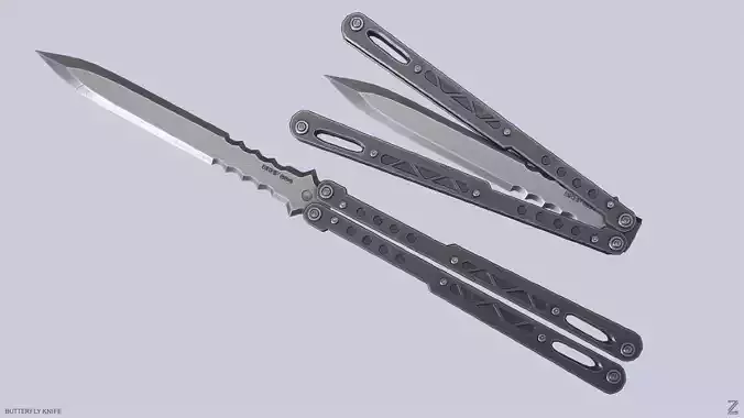 Butterfly knife Low-poly 3D model