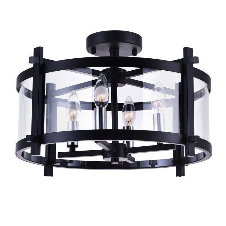 Maren Light Lantern Drum Semi Flush Mount 3D model_1