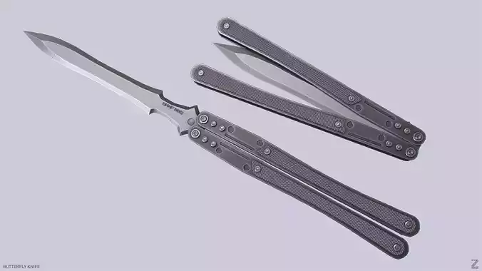 Butterfly knife Low-poly 3D model