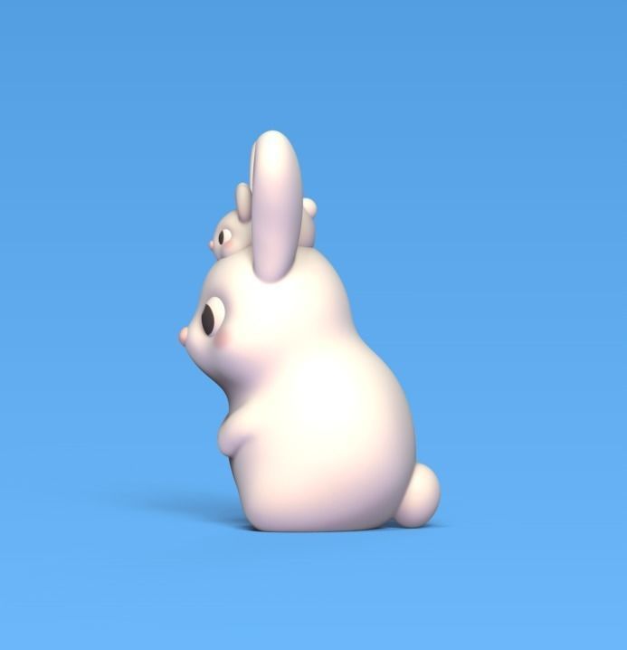 Bunny and Baby 3D print model_1
