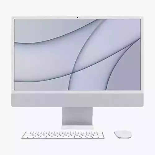 Apple iMac 24 inch 2021 Silver Low-poly 3D model