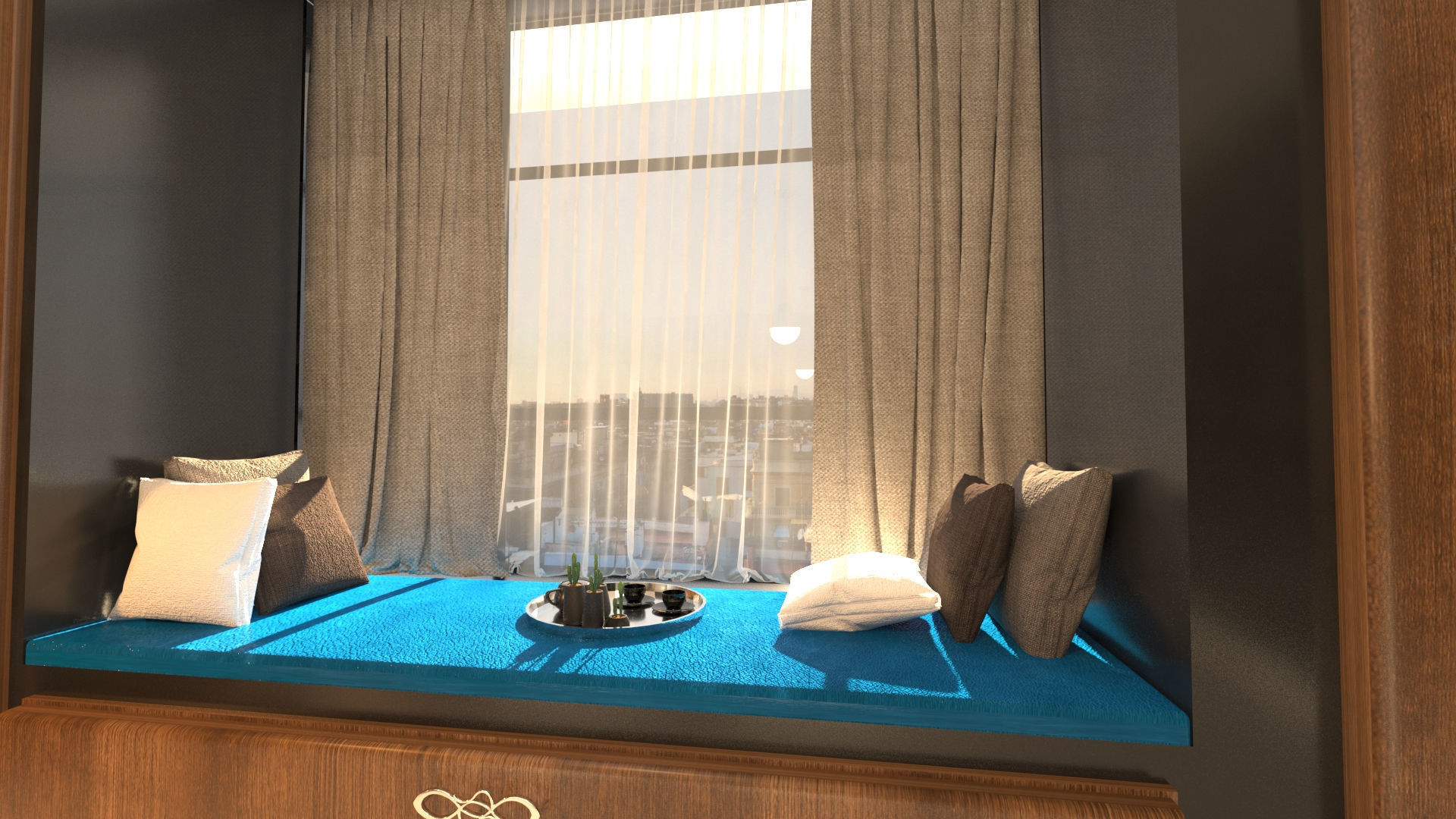 Bedroom Low-poly 3D model with bed and chair Low-poly 3D model_3