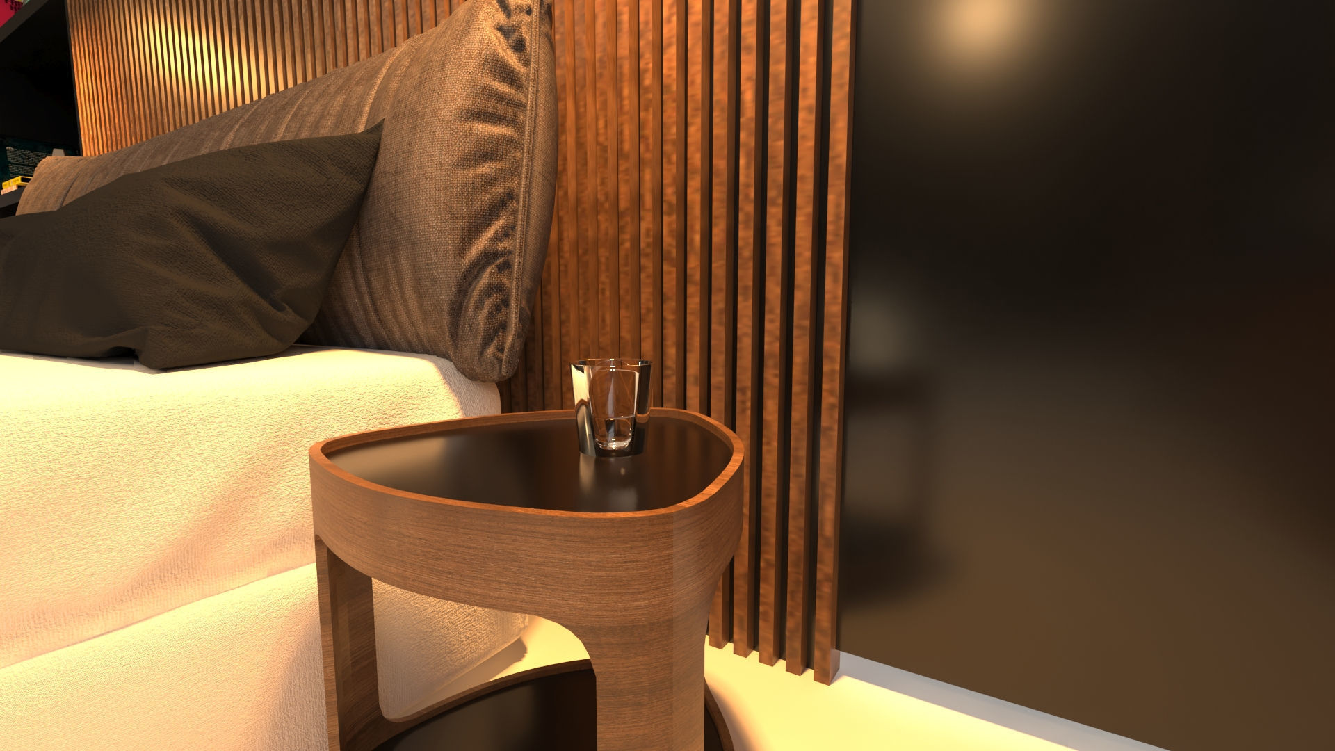 Bedroom Low-poly 3D model with bed and chair Low-poly 3D model_1