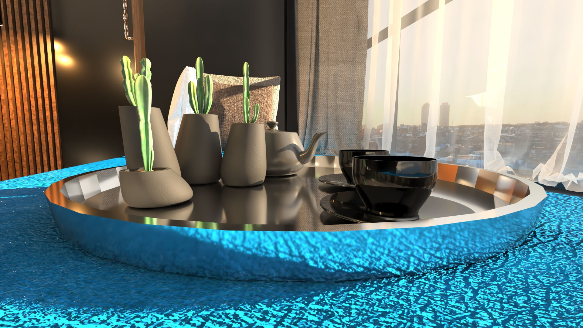 Bedroom Low-poly 3D model with bed and chair Low-poly 3D model_2