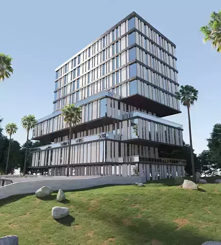 Exterior hotel 3d model