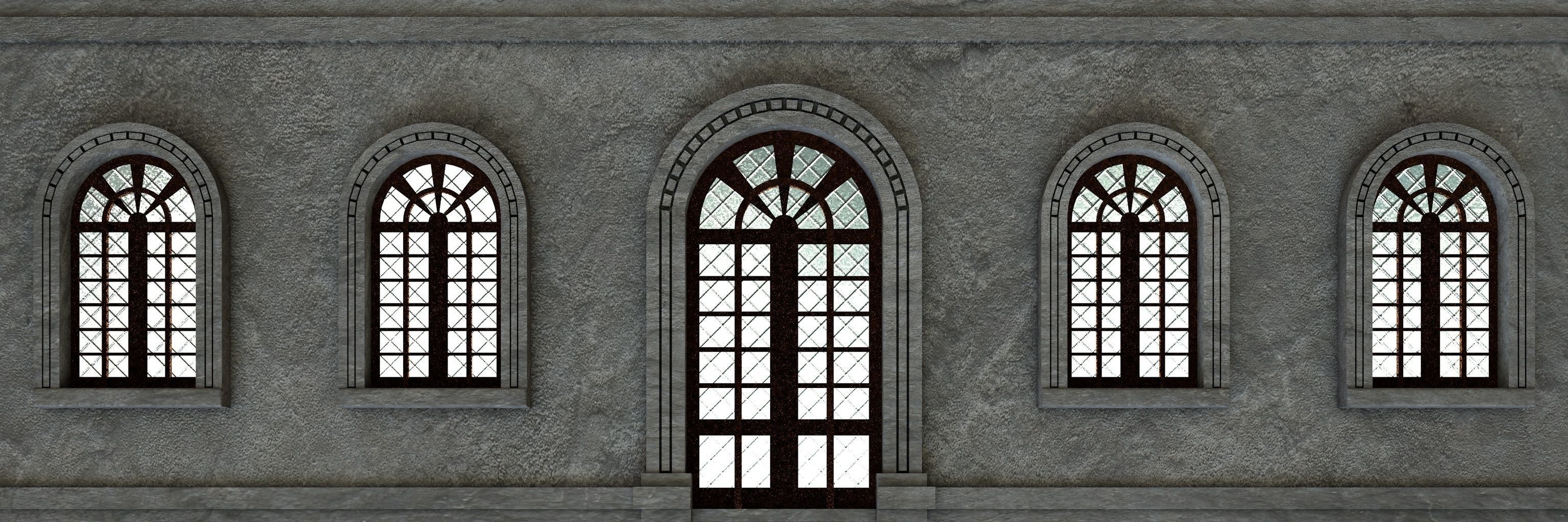Windows facade 3D model_4