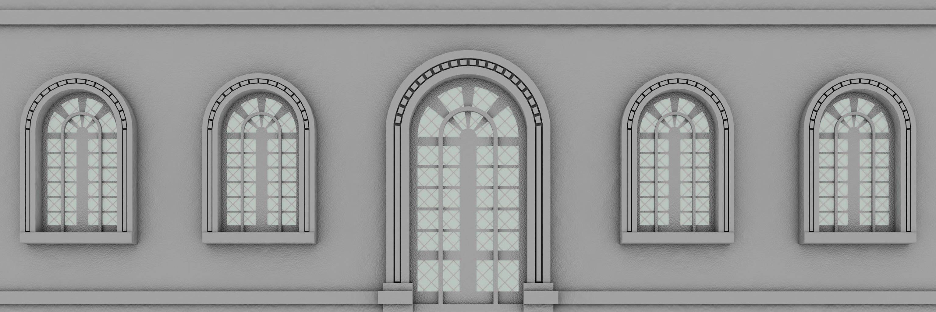 Windows facade 3D model_3