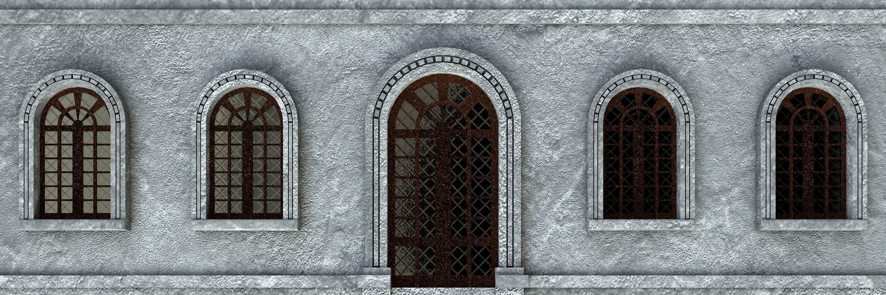 Windows facade 3D model_8