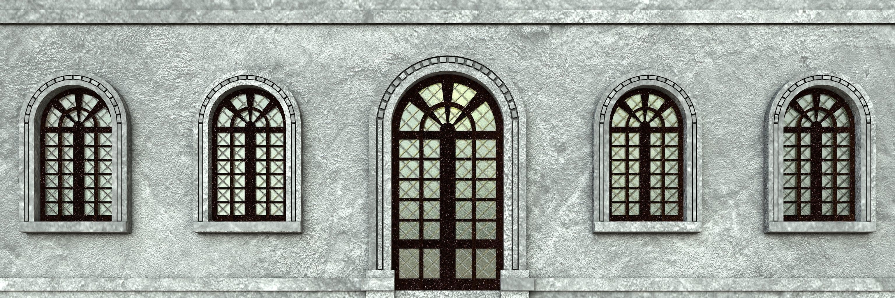 Windows facade 3D model_9