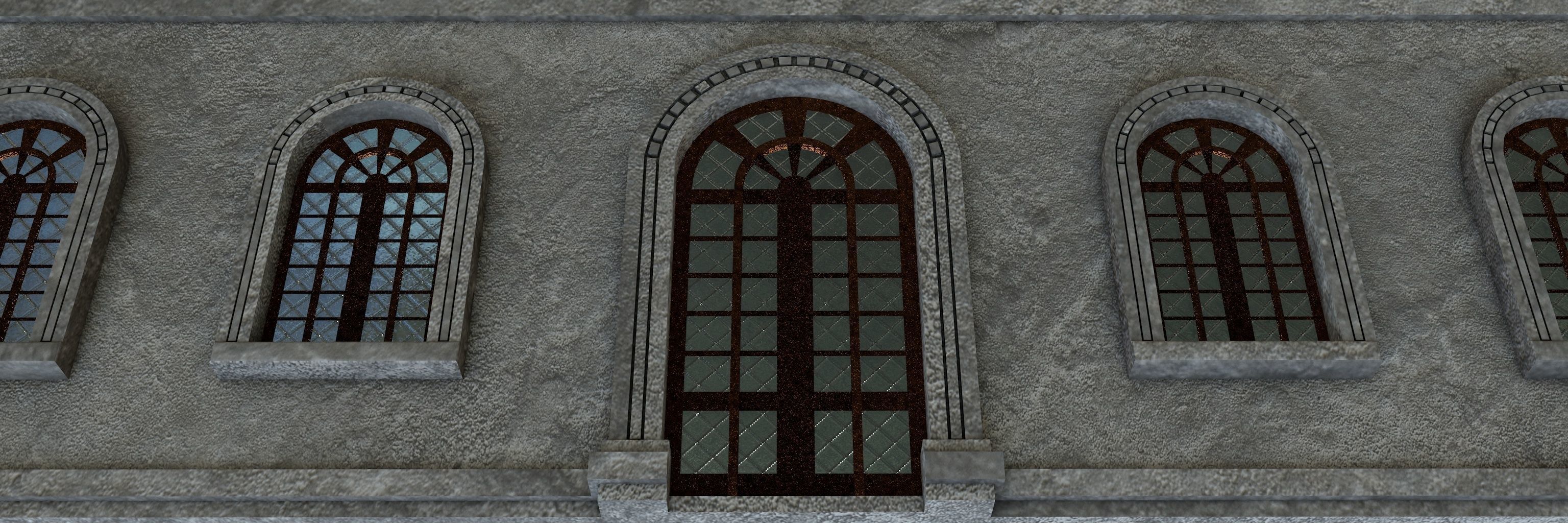 Windows facade 3D model_2