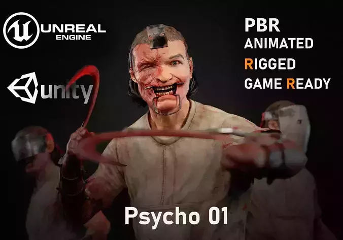 Psycho01 psycho - unreal engine Low-poly 3D model