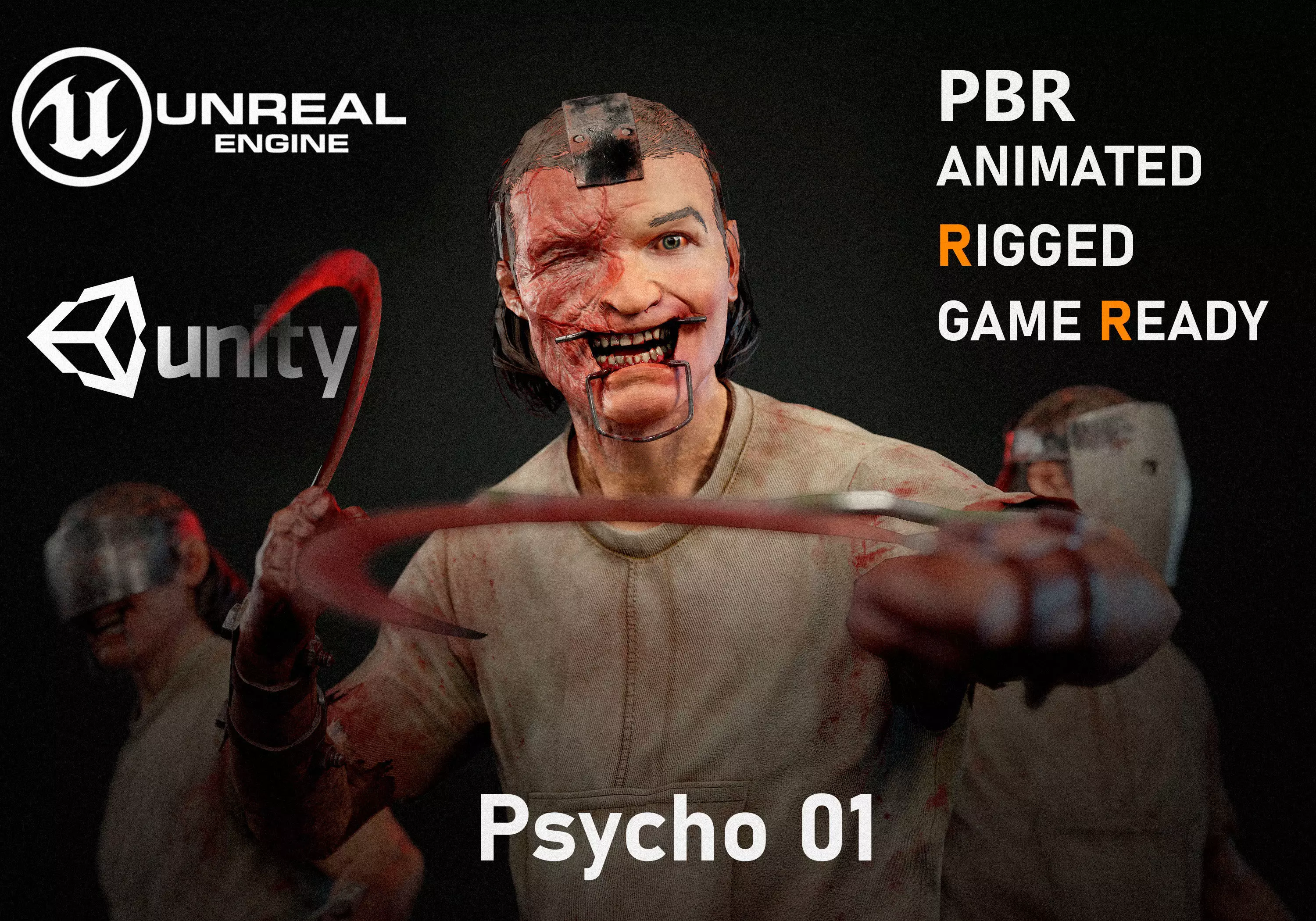 Psycho01 psycho - unreal engine Low-poly 3D model_0