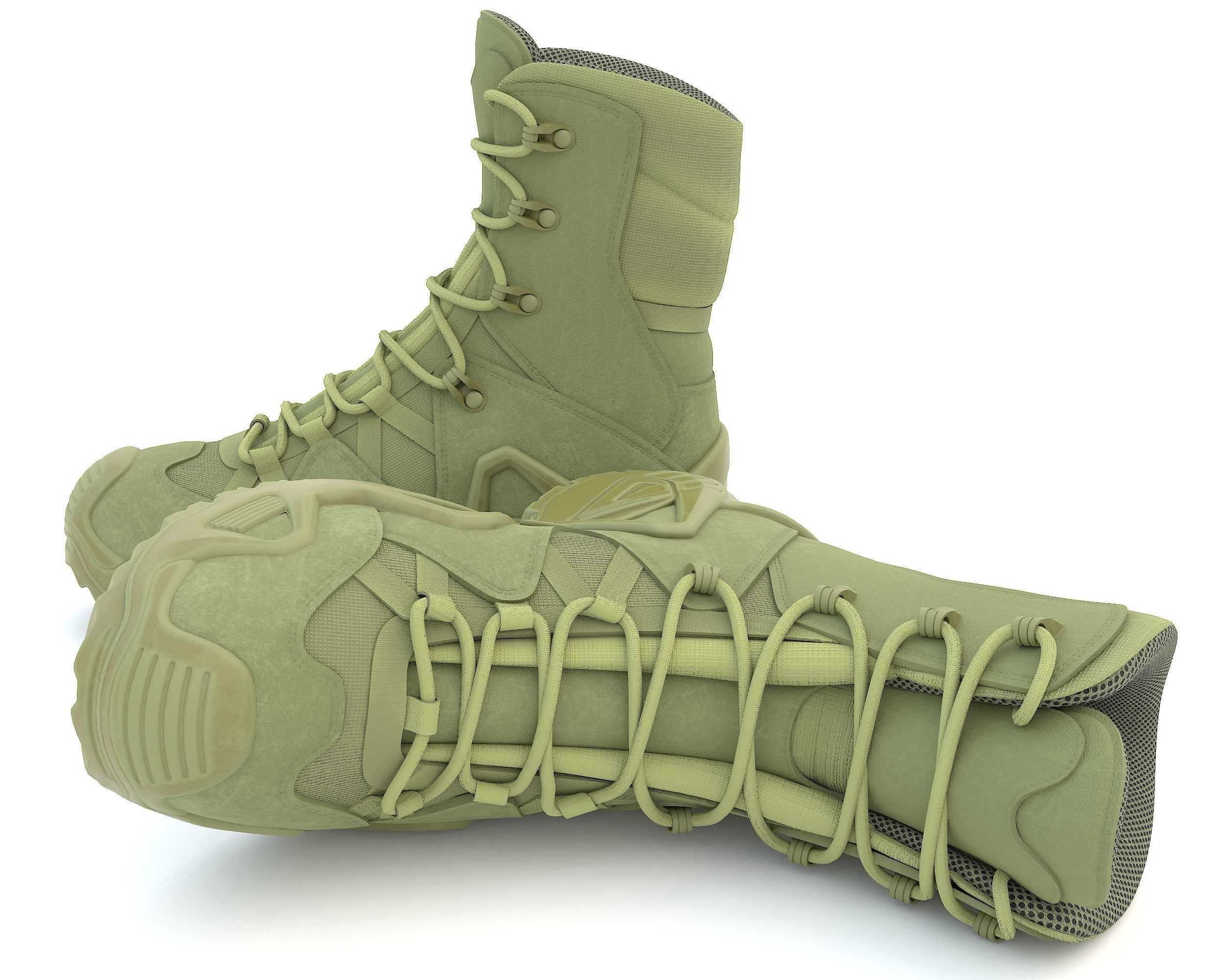 Boots military boot Low-poly 3D model_10