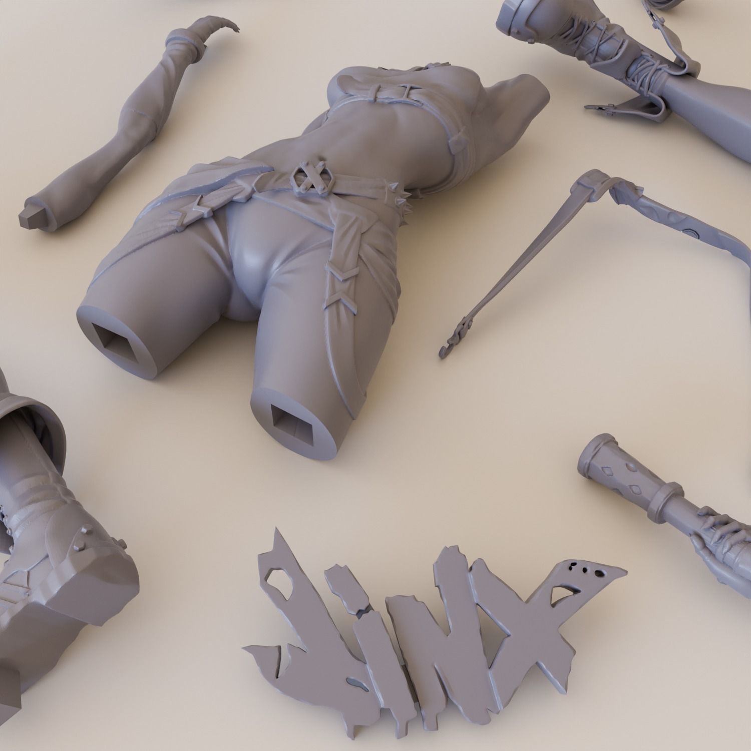 Jinx light up 3D print model_10