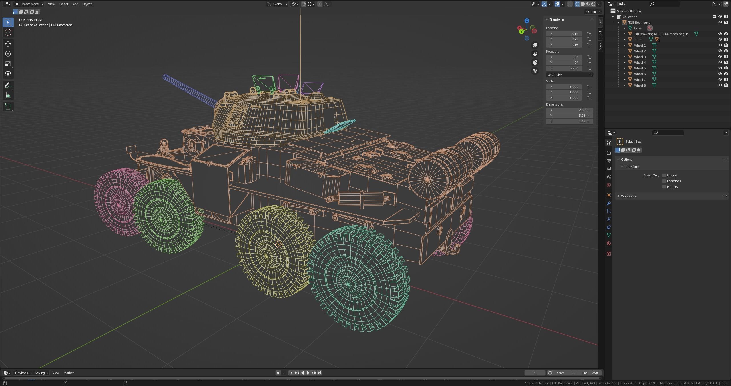 T18E2 Boarhound Heavy Armoured Car Low-poly 3D model_9