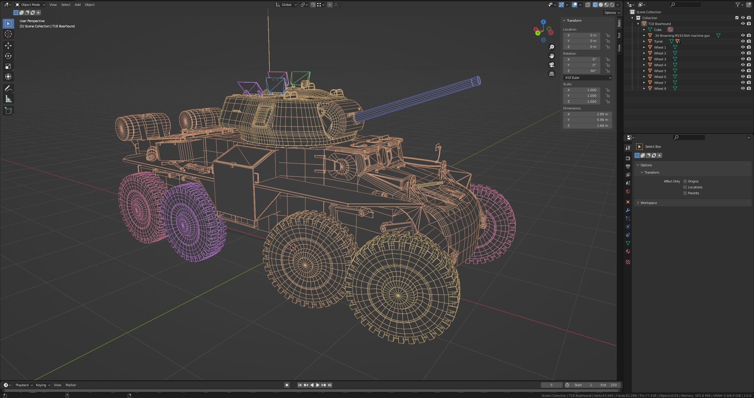 T18E2 Boarhound Heavy Armoured Car Low-poly 3D model_7