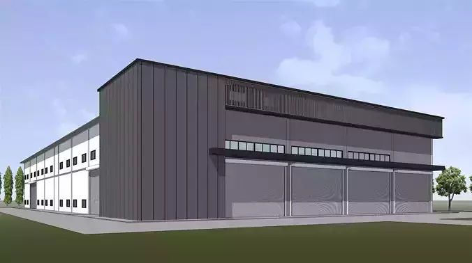 Factory and office 3D model