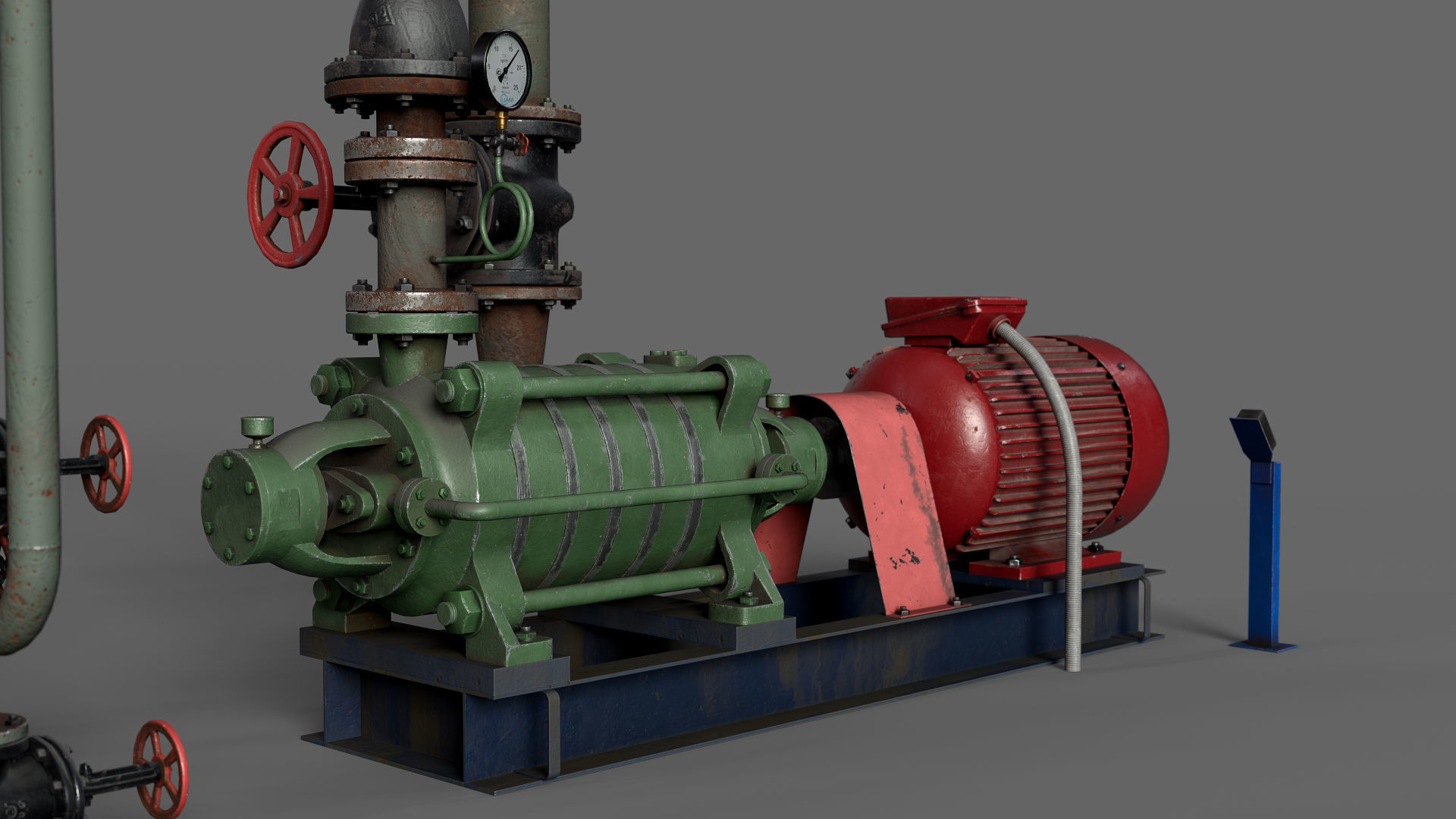 Multisection centrifugal  water pump Low-poly 3D model_11