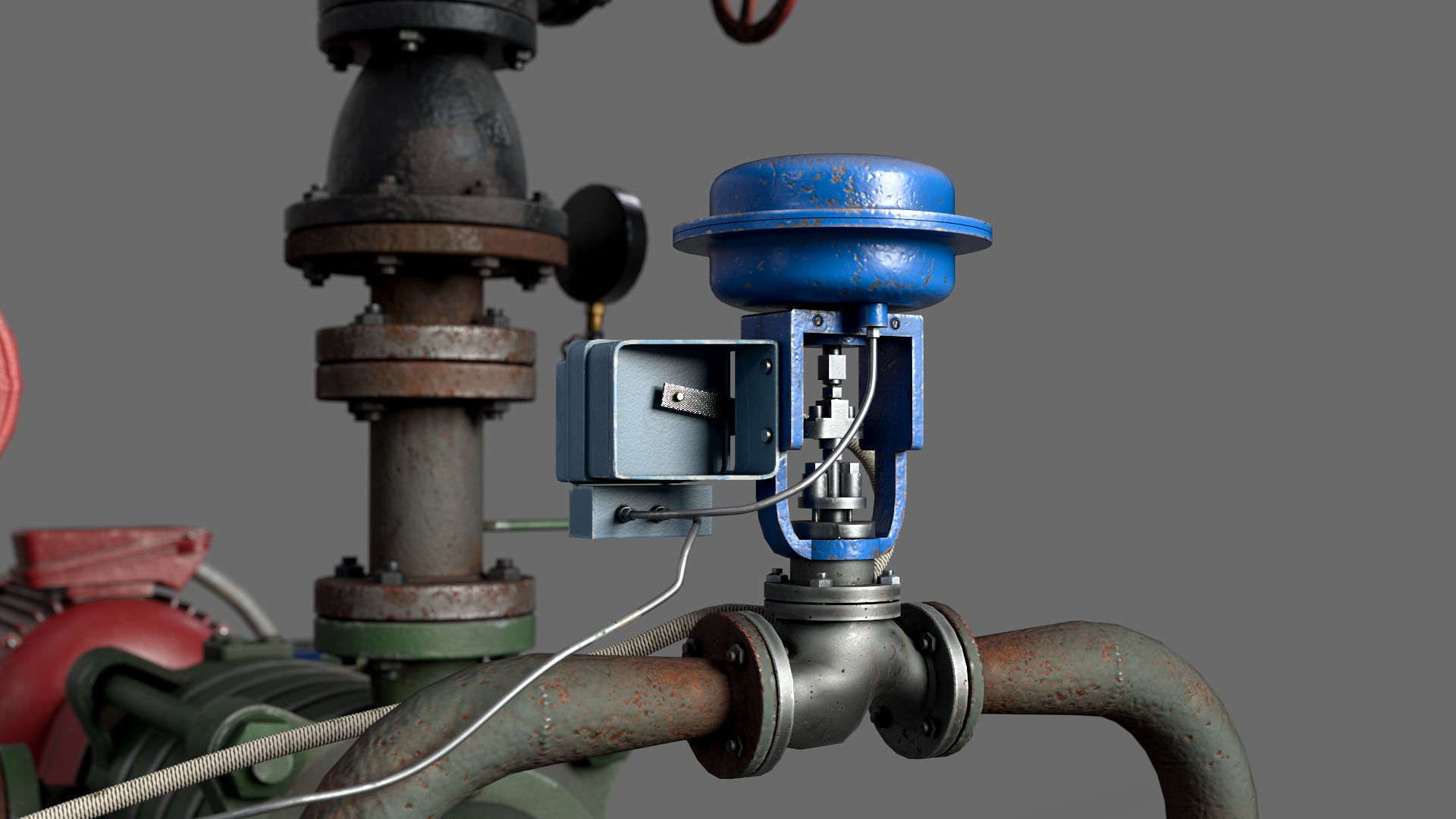 Multisection centrifugal  water pump Low-poly 3D model_6