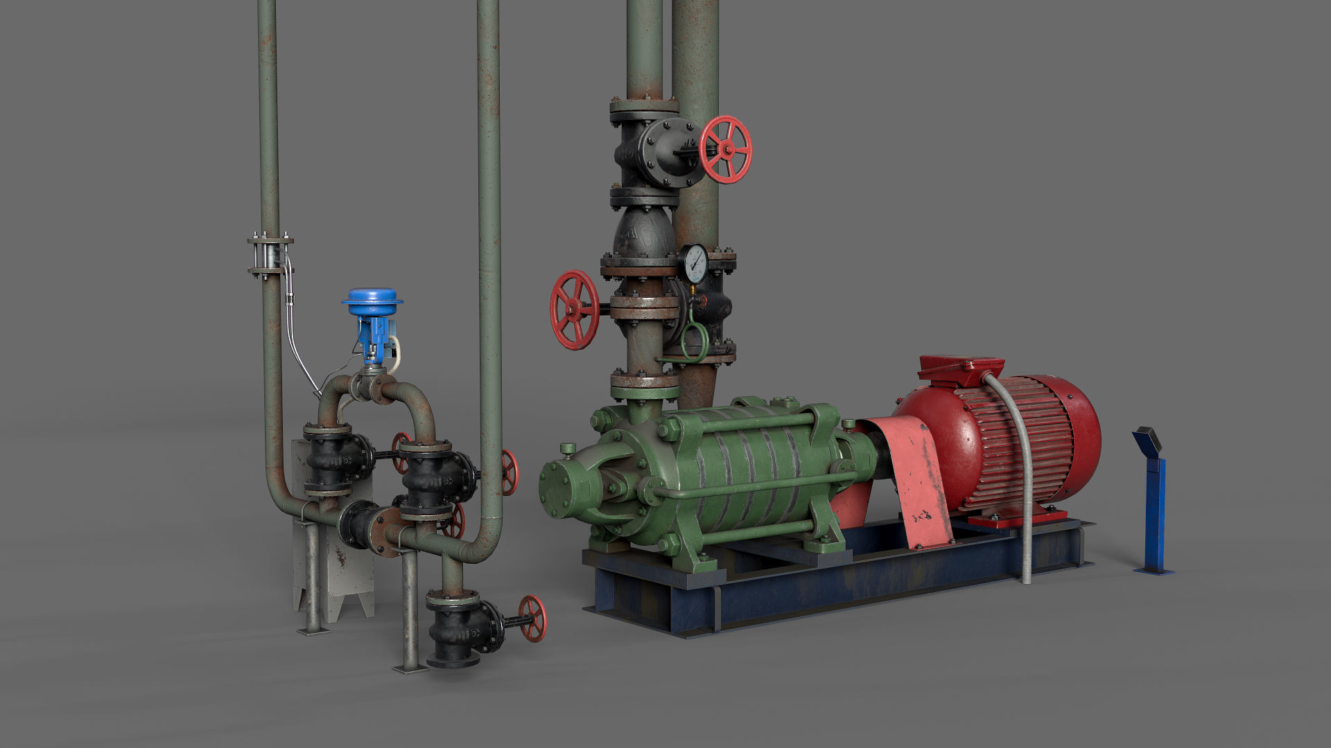 Multisection centrifugal  water pump Low-poly 3D model_3