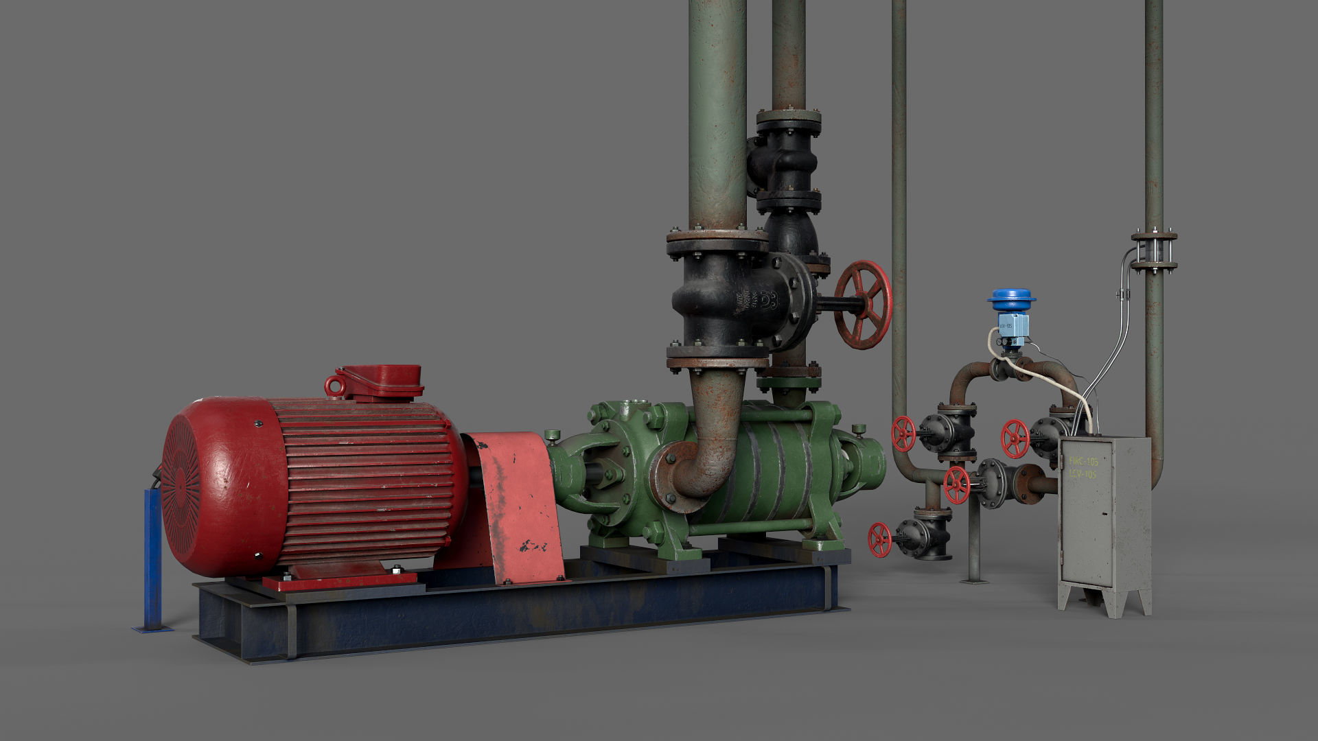Multisection centrifugal  water pump Low-poly 3D model_4