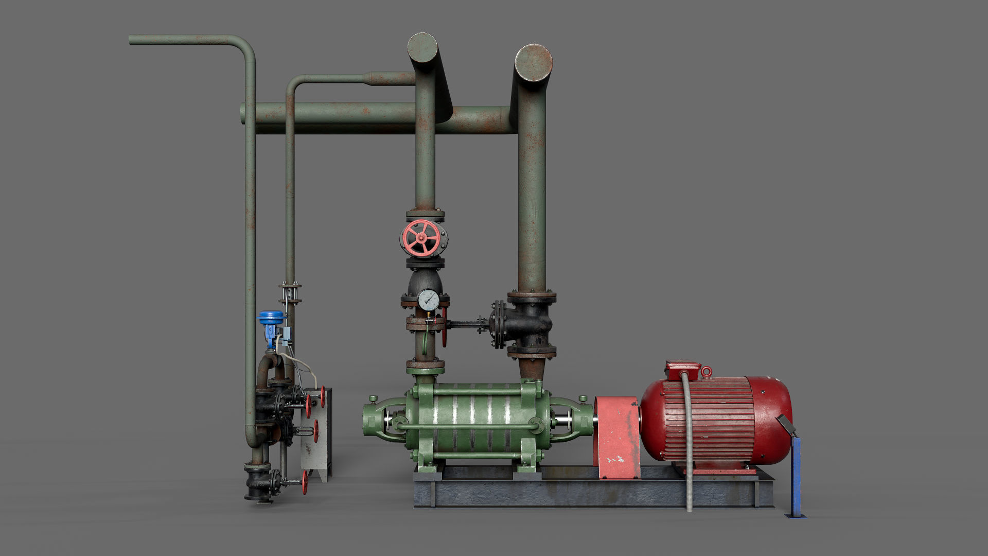 Multisection centrifugal  water pump Low-poly 3D model_2