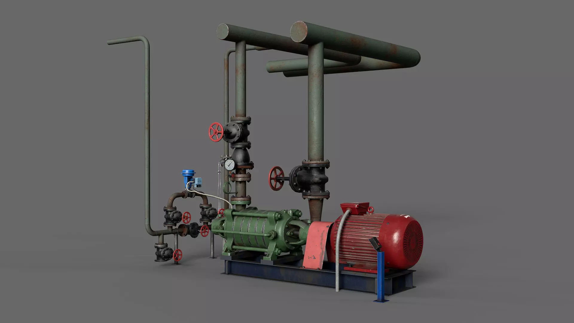 Multisection centrifugal  water pump Low-poly 3D model_0