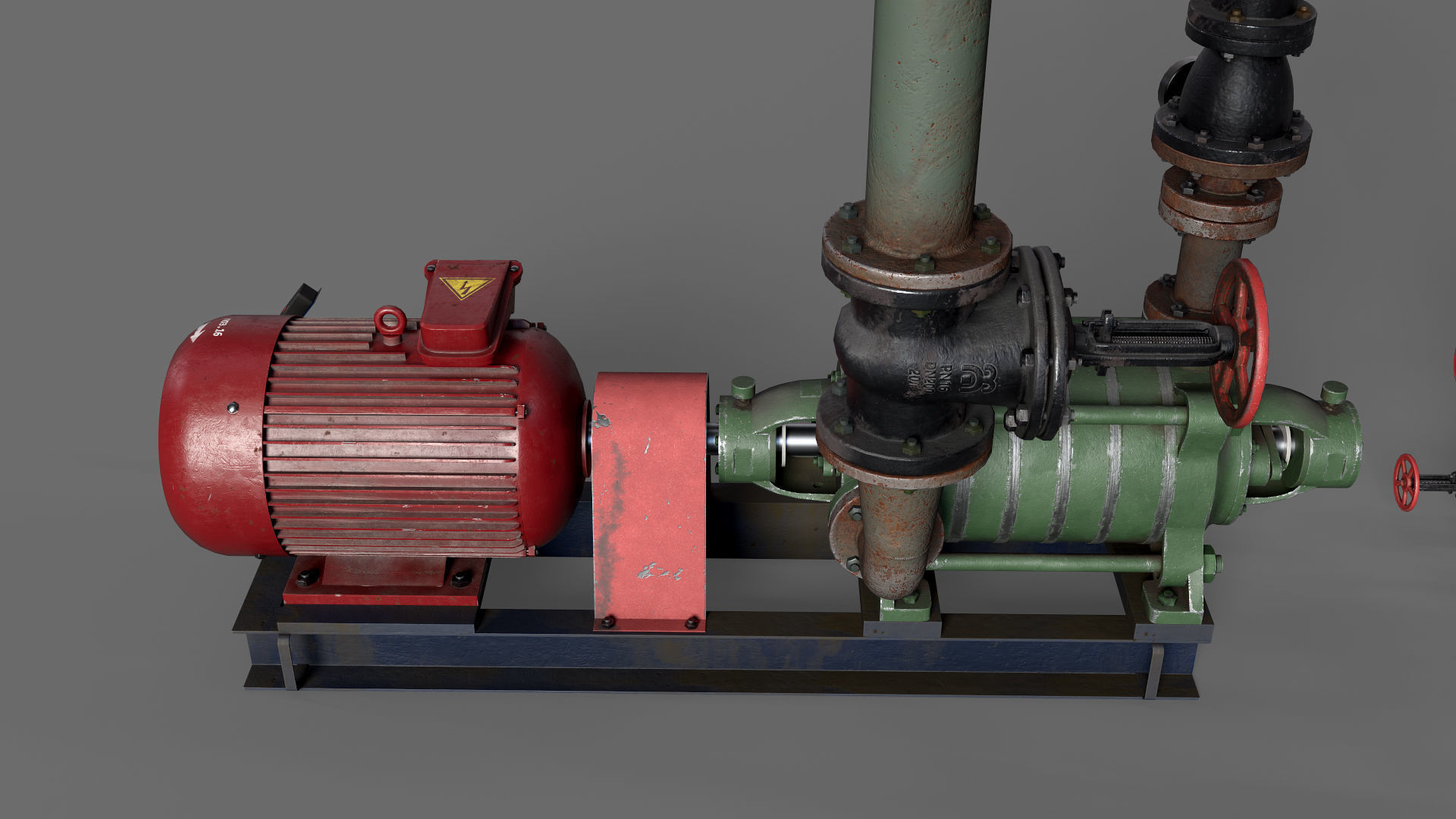 Multisection centrifugal  water pump Low-poly 3D model_19