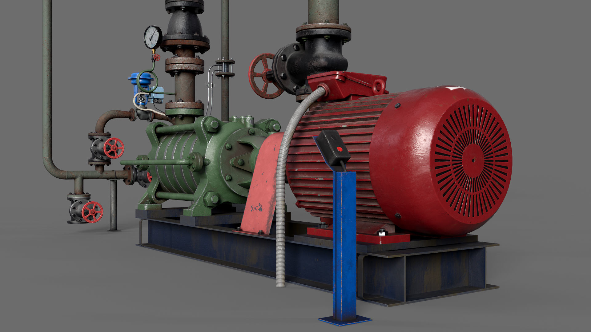 Multisection centrifugal  water pump Low-poly 3D model_18