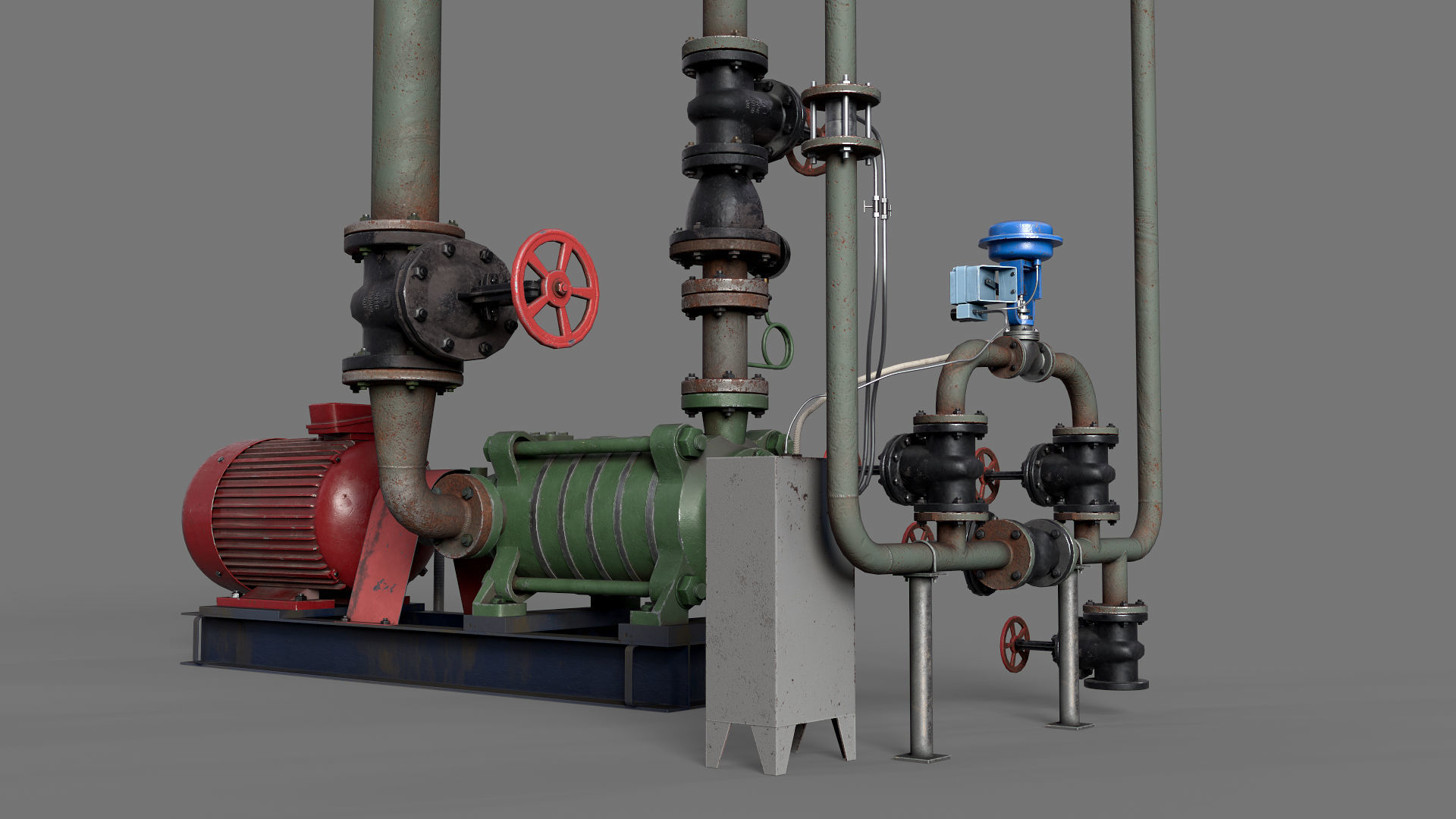 Multisection centrifugal  water pump Low-poly 3D model_16