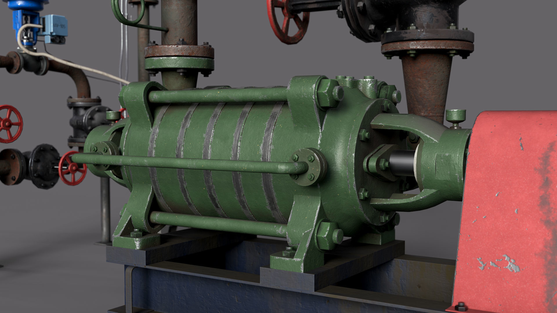 Multisection centrifugal  water pump Low-poly 3D model_13