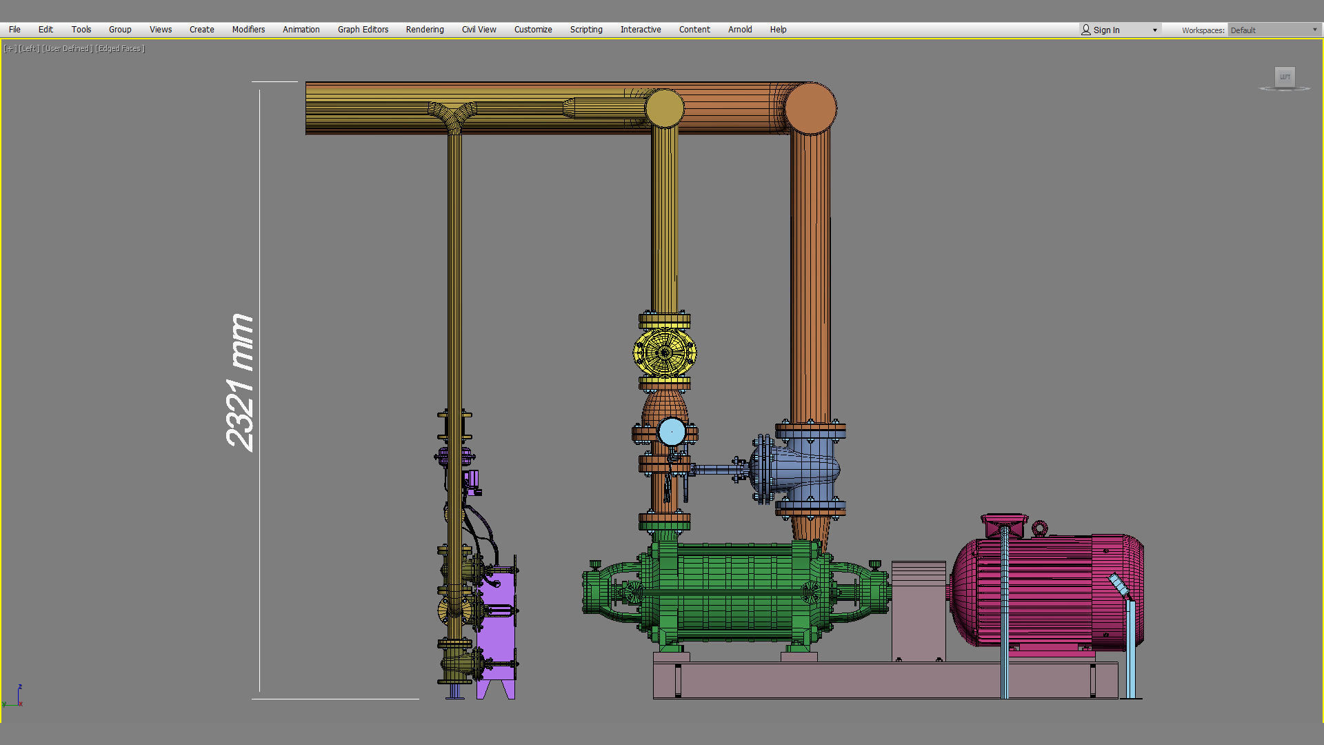 Multisection centrifugal  water pump Low-poly 3D model_1