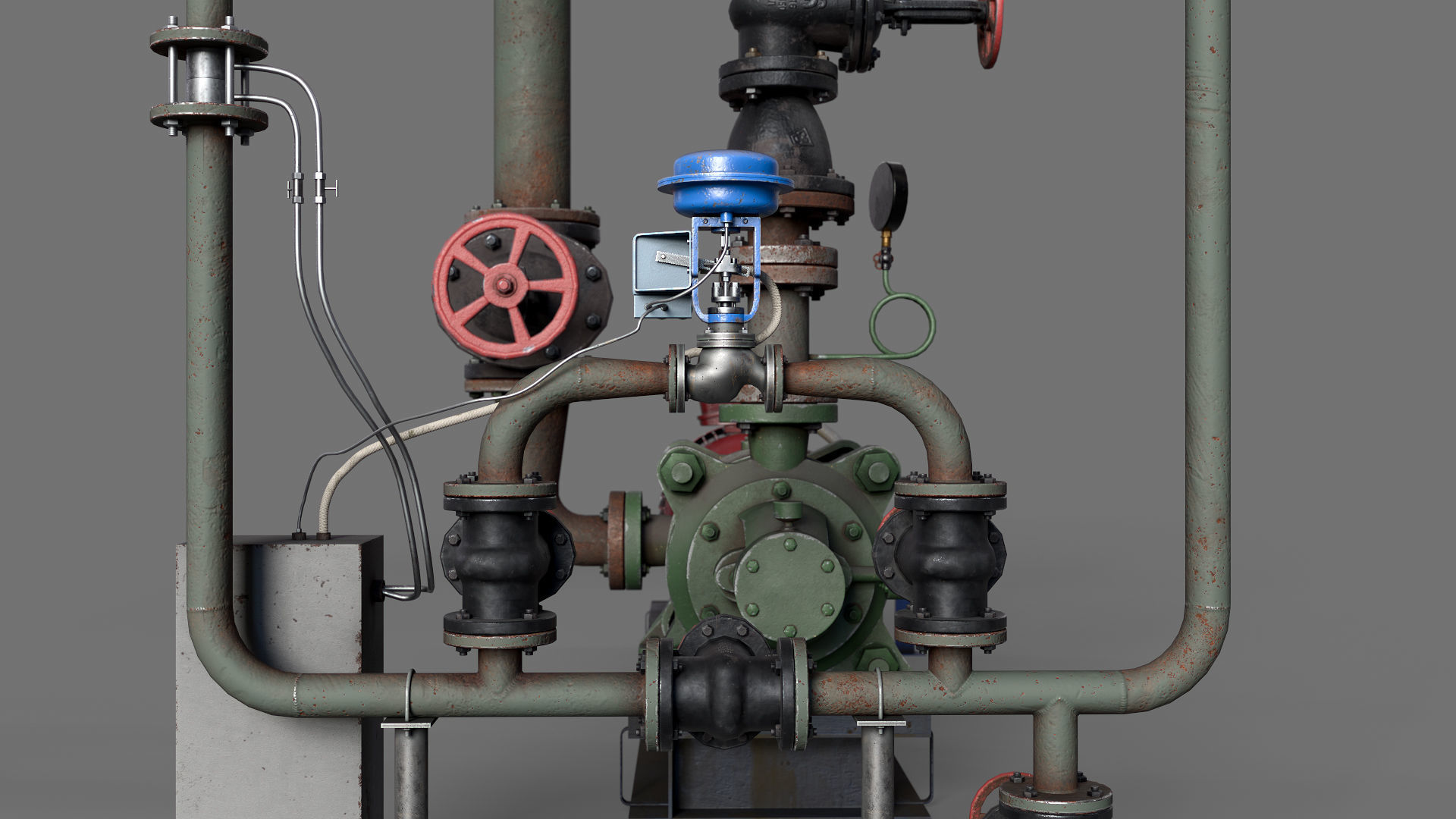 Multisection centrifugal  water pump Low-poly 3D model_17