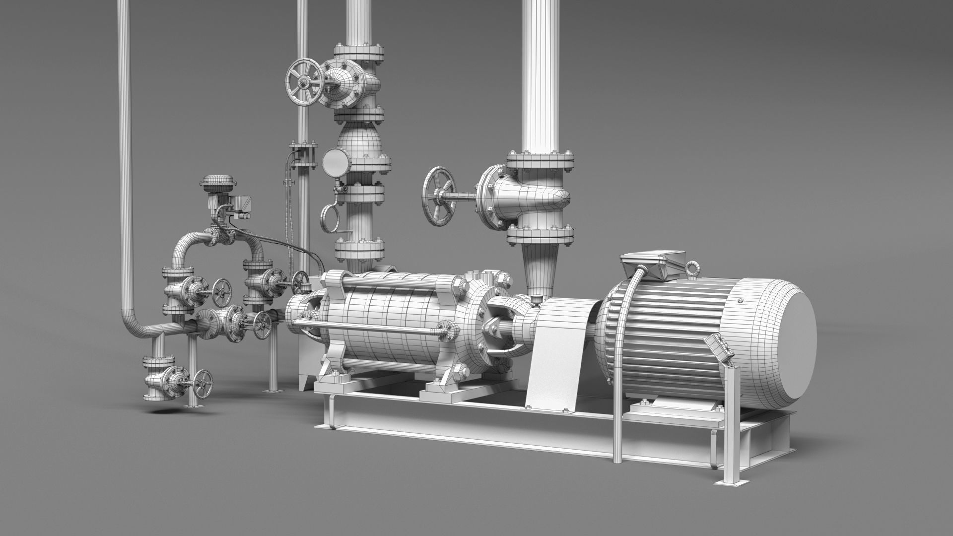 Multisection centrifugal  water pump Low-poly 3D model_21