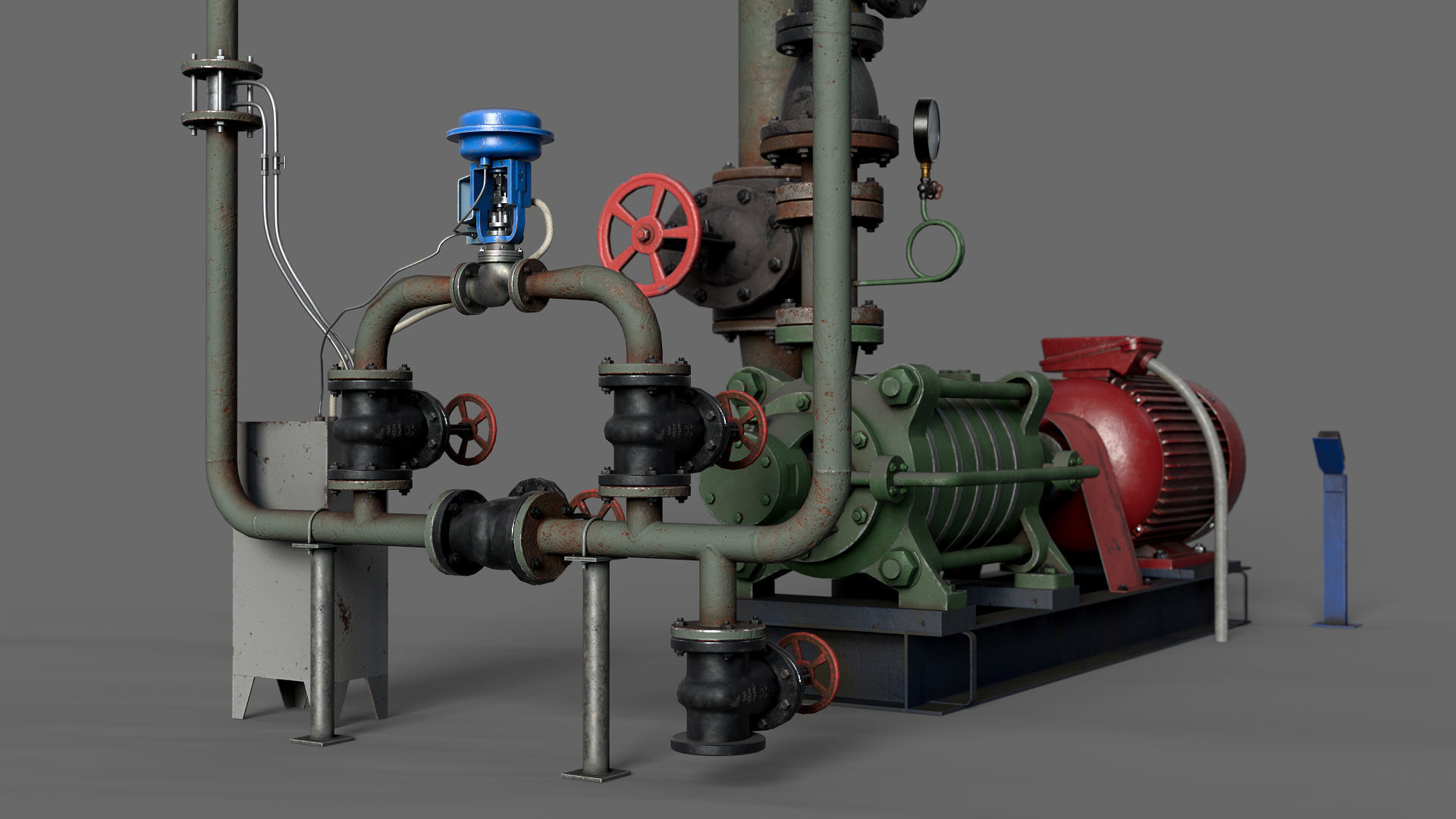 Multisection centrifugal  water pump Low-poly 3D model_5