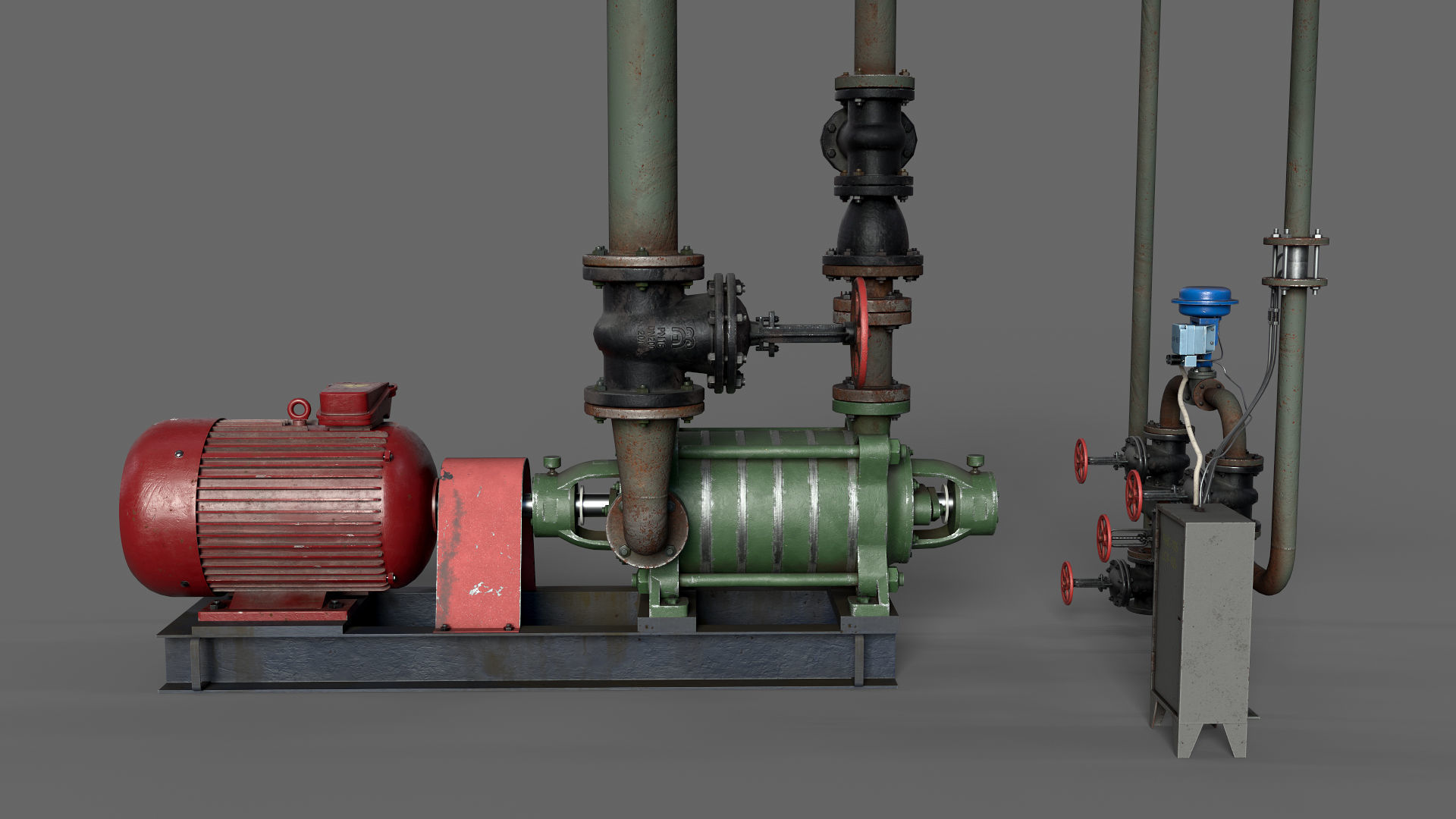 Multisection centrifugal  water pump Low-poly 3D model_14