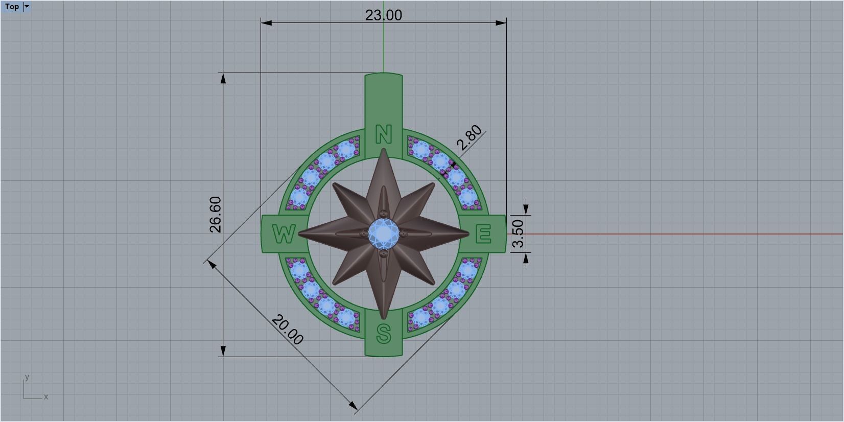 pendant wind rose 3D print model_1