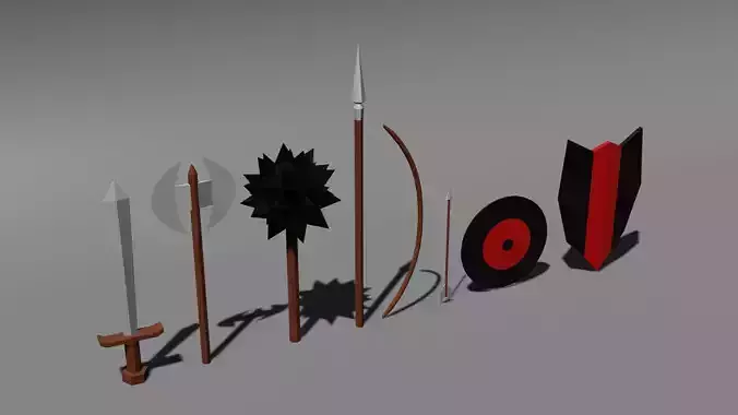 Weapon Pack Low-poly 3D model