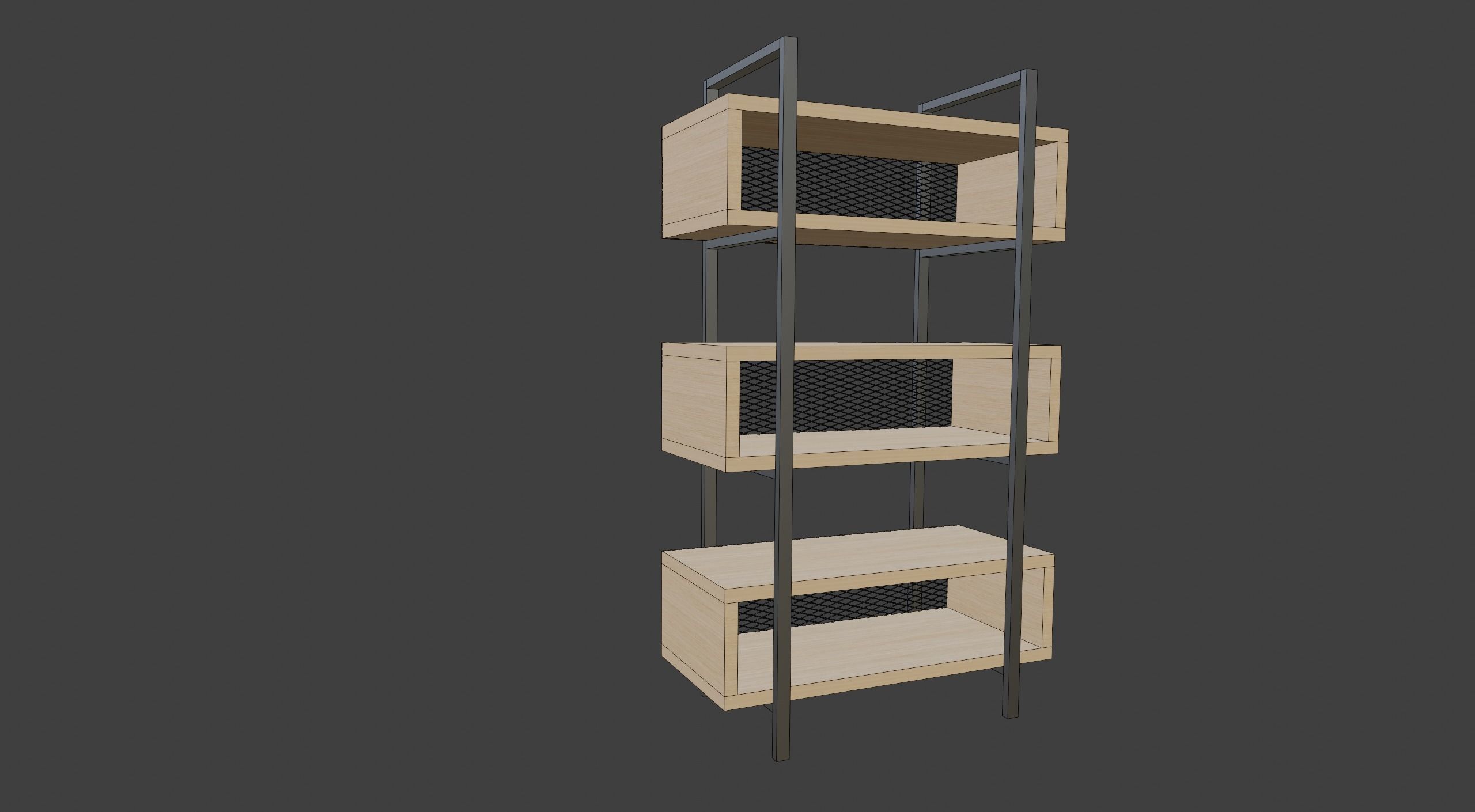 Industrial Style Bookshelf 3D model_4