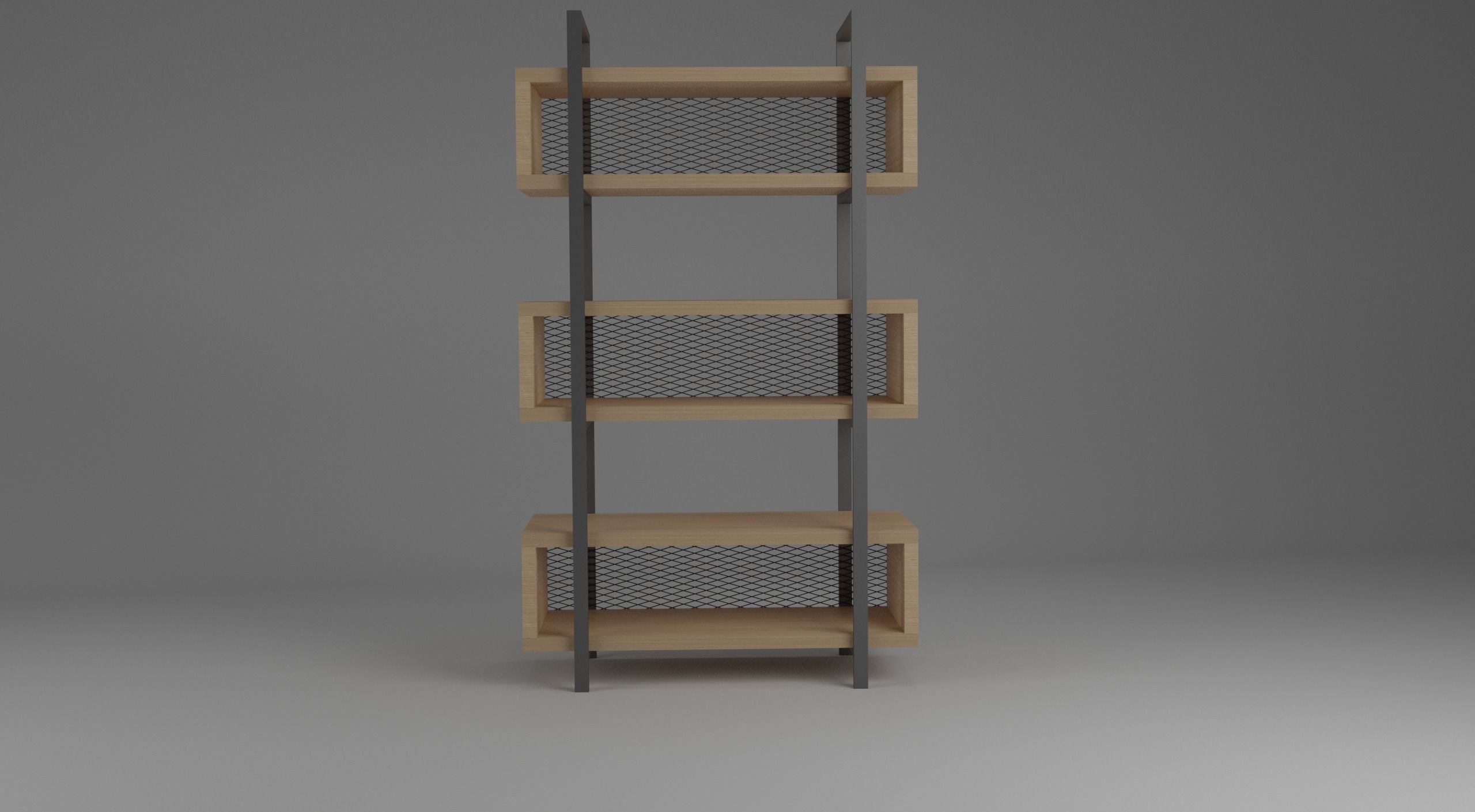 Industrial Style Bookshelf 3D model_2