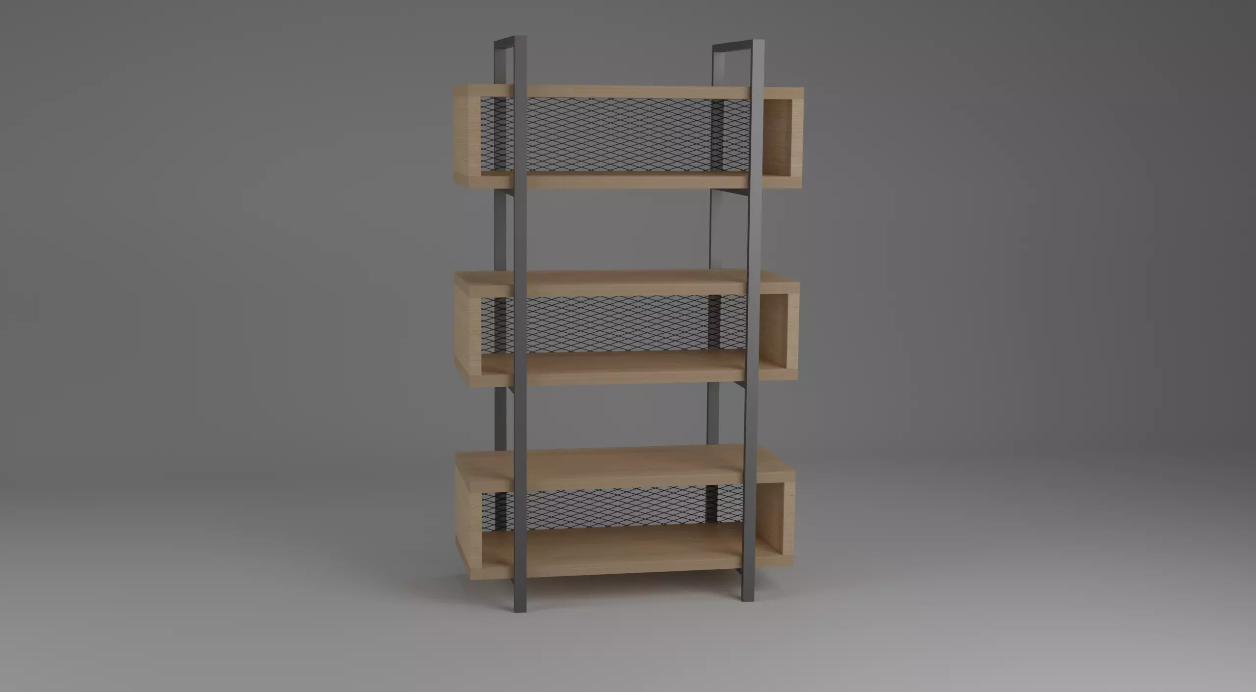 Industrial Style Bookshelf 3D model_0